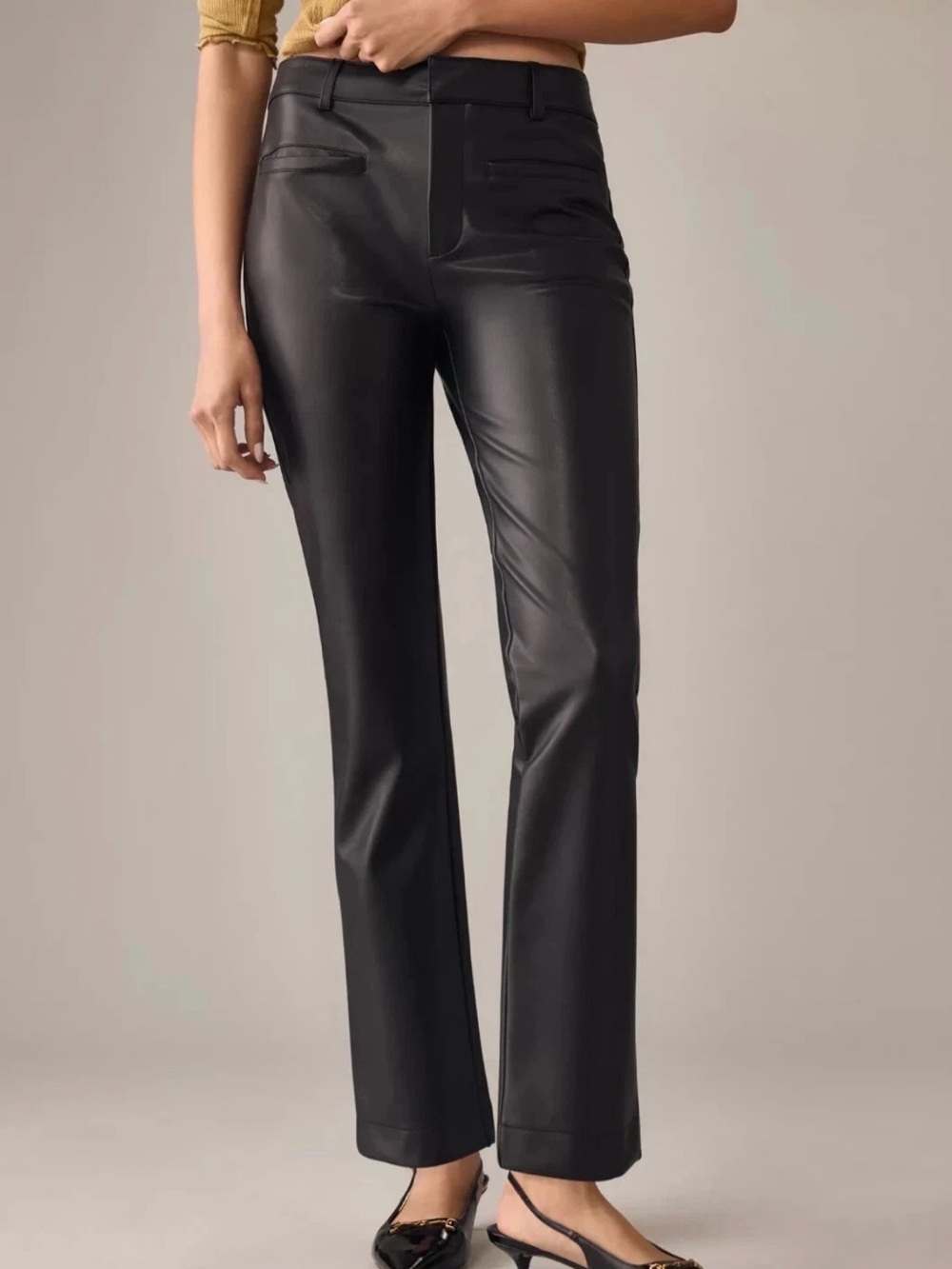 Anthropologie Maeve The Essential Slim-Kick Pants Faux Leather Women's 28 NWT!